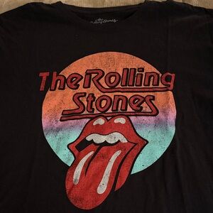 The Rolling Stones Black Tee with Tongue Graphic